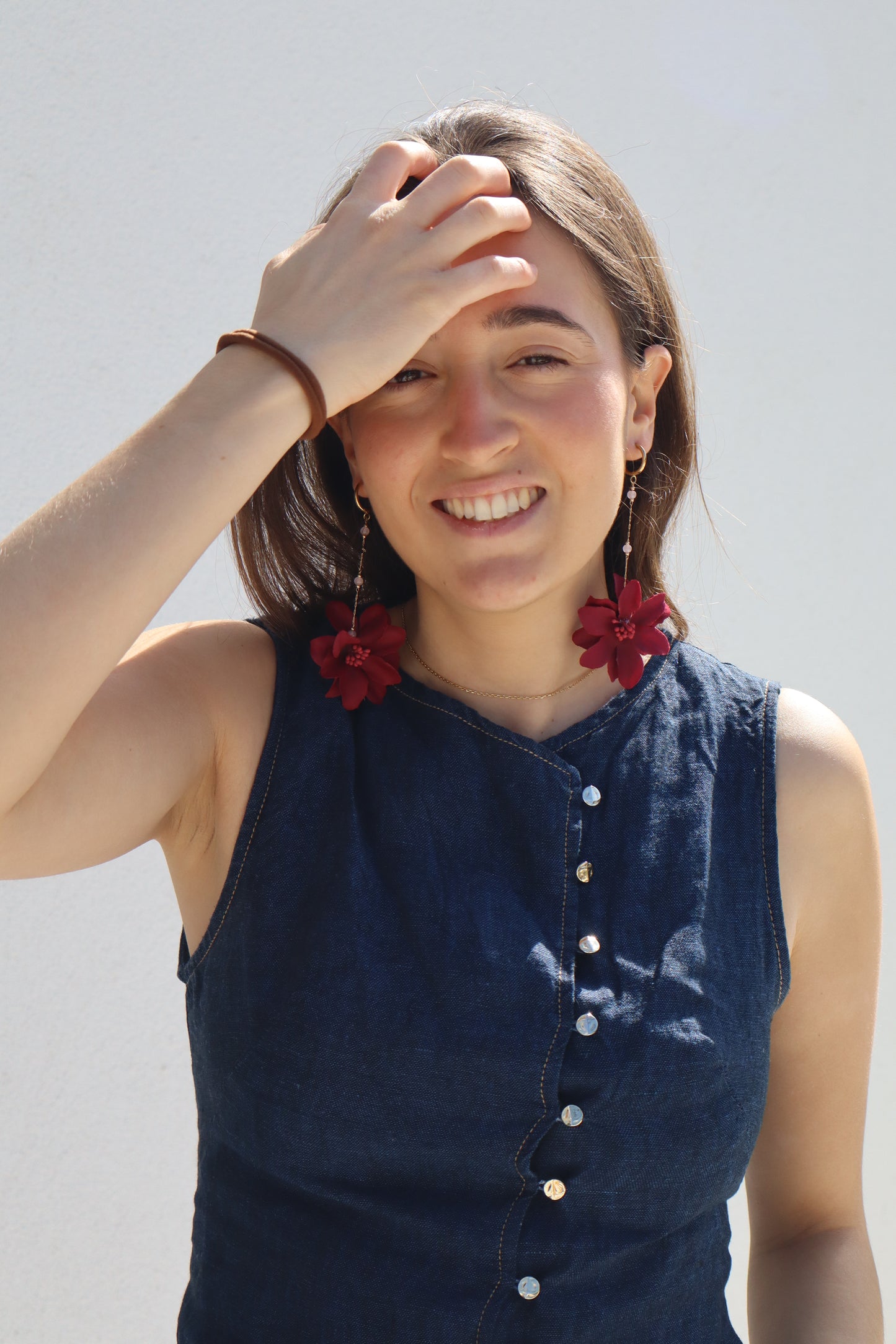 Pendientes Hibiscus Burdeos