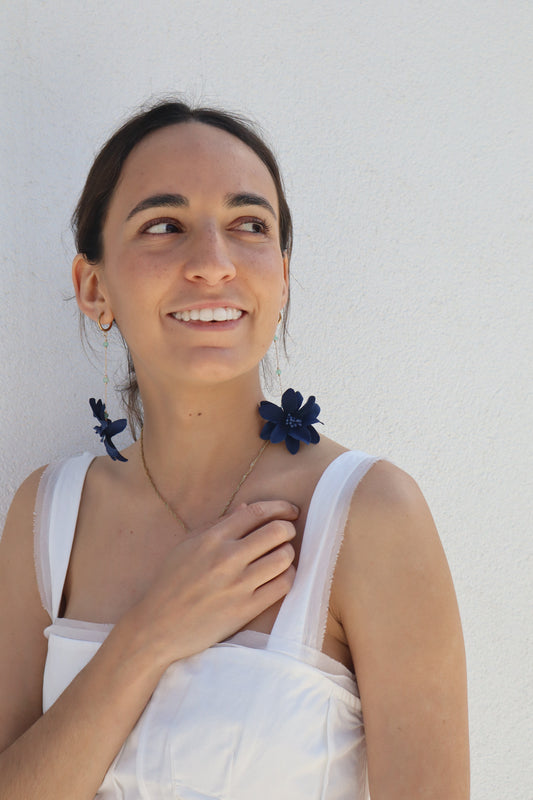 Pendientes Hibiscus Azul Marino