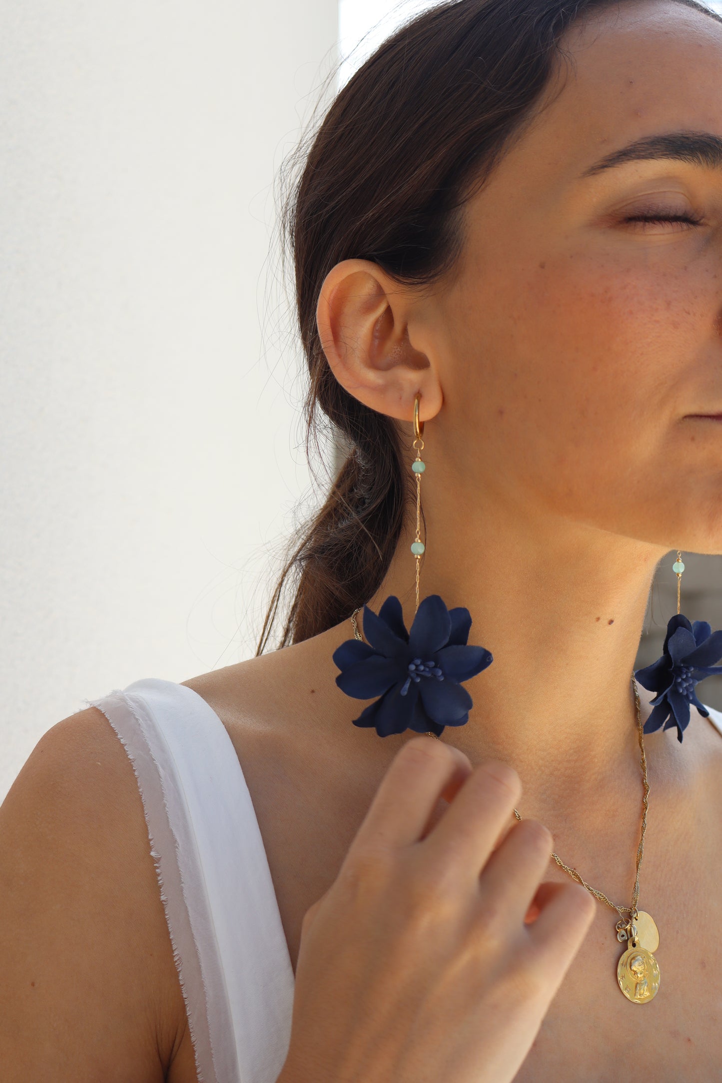Pendientes Hibiscus Azul Marino