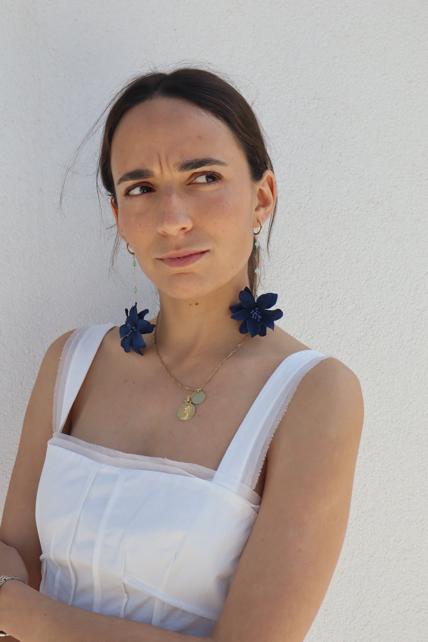 Pendientes Hibiscus Azul Marino