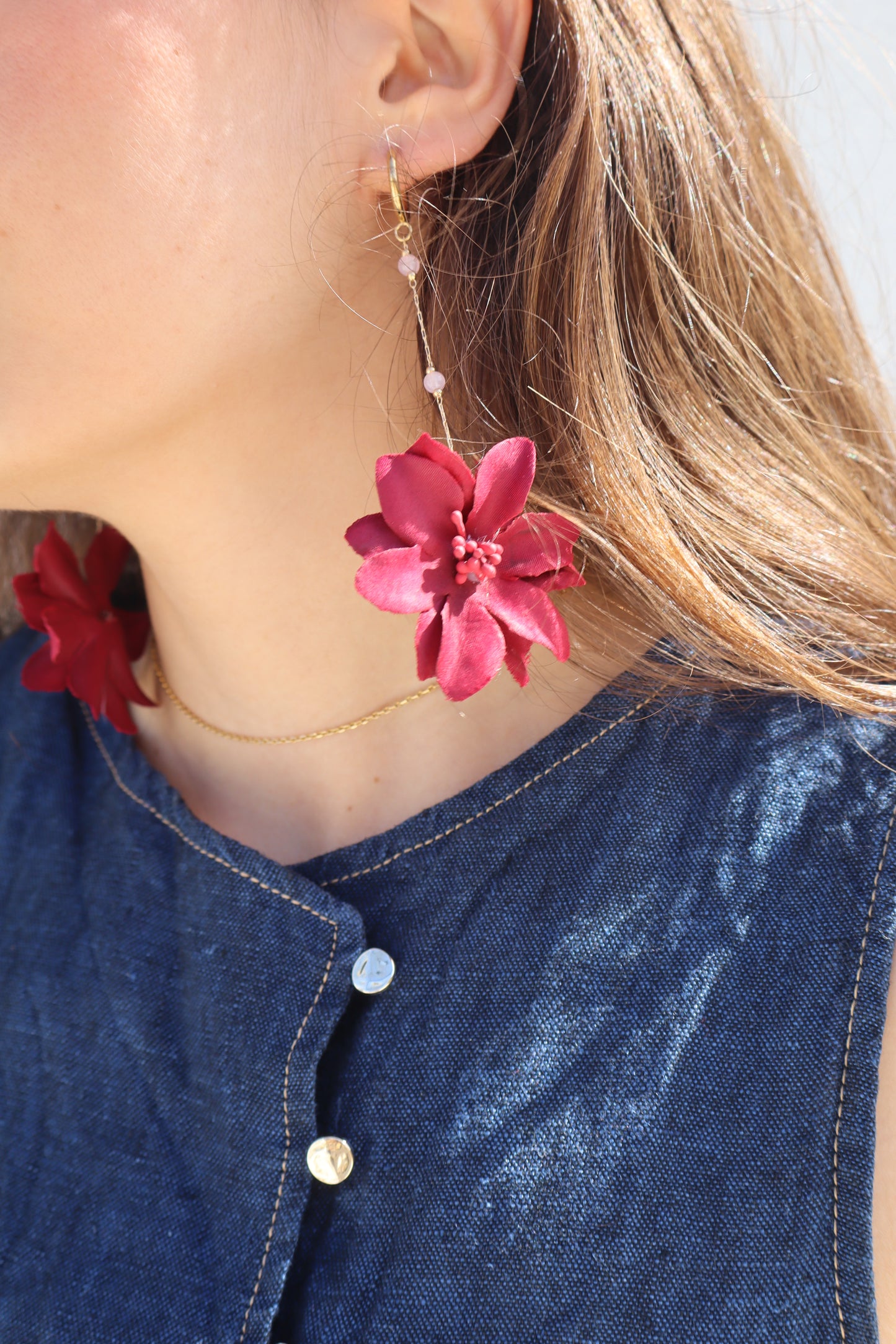 Pendientes Hibiscus Burdeos