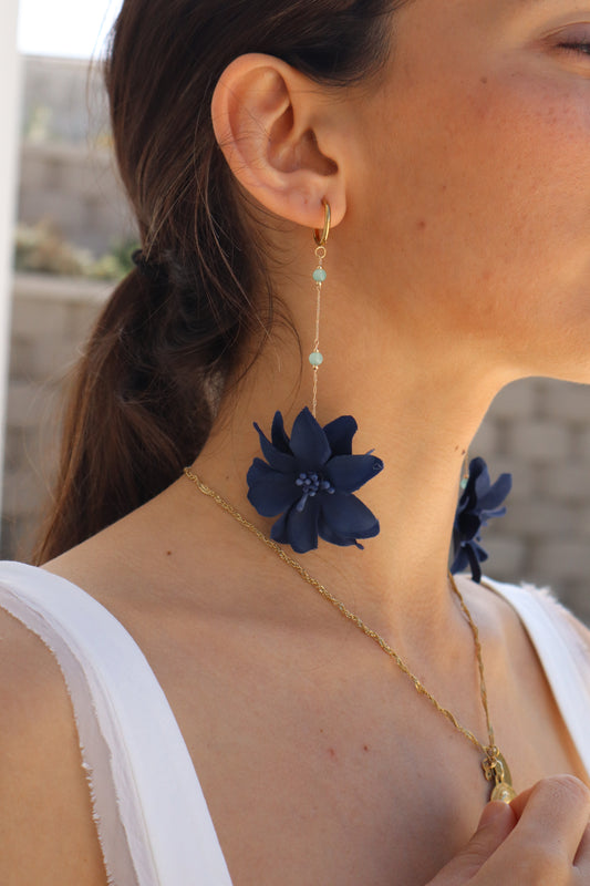 Pendientes Hibiscus Azul Marino