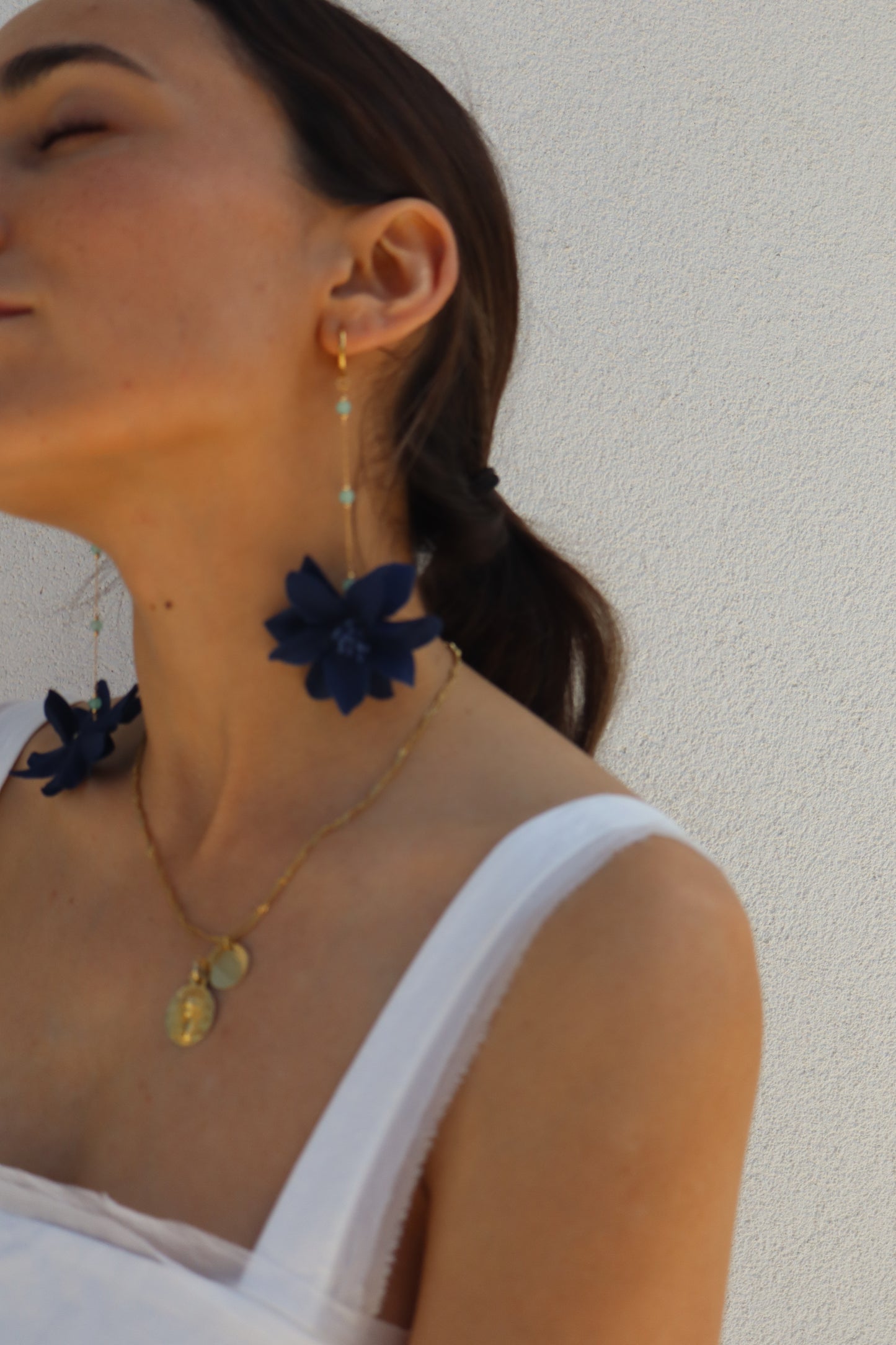 Pendientes Hibiscus Azul Marino
